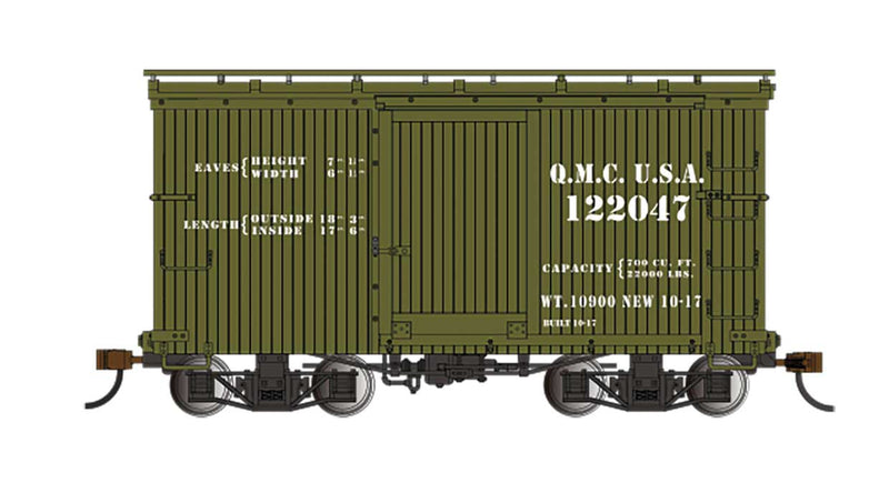 18' Wood Boxcar with Murphy Roof 2-Pack - Ready to Run - Spectrum(R) -- U.S. Quartermaster 122047, 122105 (olive)