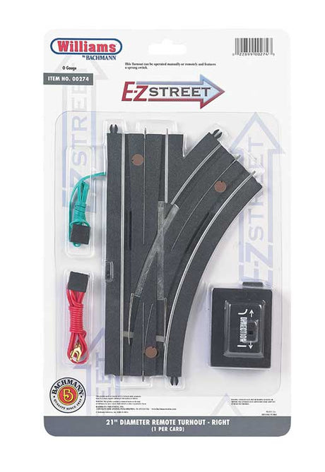 Track for Operating Vehicles & Trolleys - E-Z Street(R) -- 21" Diameter Remote Turnout Right Hand