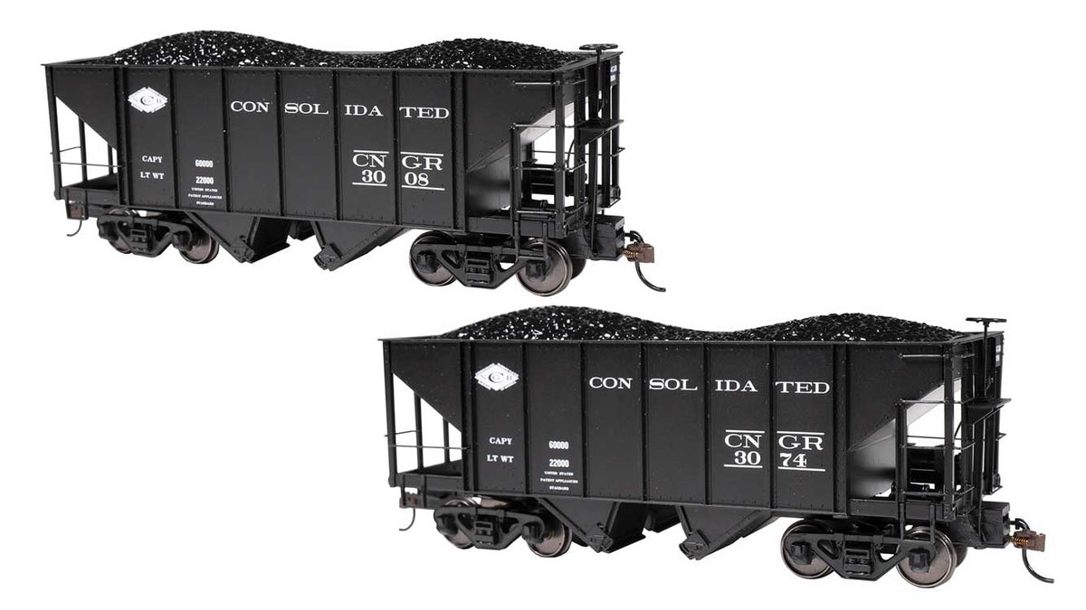 2-Bay Steel Hopper 2-Pack - Ready to Run - Spectrum(R) -- Consolidated Narrow Gauge RR #3008, 3074-1