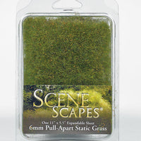 Pull-Apart Static Grass Sheet/Mat - SceneScapes(R) -- Alpine Green 1/4"  .6cm Tall Fibers, 11 x 5-1/2"  28 x 14cm Sheet