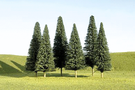 SceneScapes(TM) Layout-Ready Trees -- Pine Trees - 3 to 4"  7.6 to 10.2cm pkg(9)