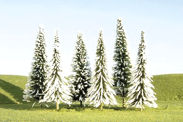 SceneScapes(TM) Layout-Ready Trees -- Pine Trees with Snow - 3 to 4"  7.6 to 10.2cm pkg(9)