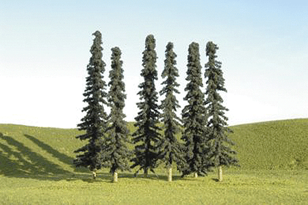 SceneScapes(TM) Layout-Ready Trees -- Coniferous - 5 to 6"  12.7 to 15.2cm Tall pkg(24)
