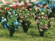 Flowering Bushes -- Pink, Blue 1" Tall pkg(8)