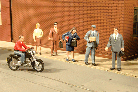 SceneScapes(TM) Figures -- City People with Motorcycle pkg(7)-1