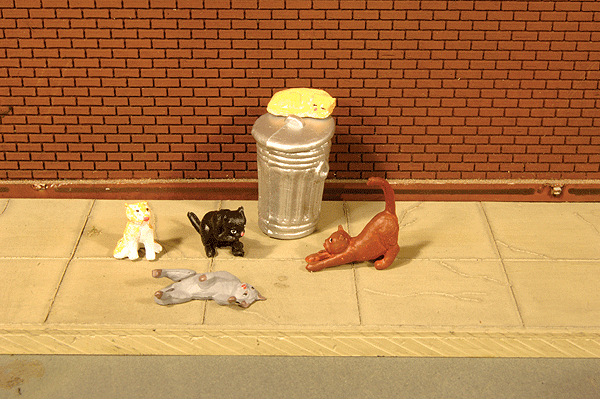 SceneScapes(TM) Figures -- Cats with Garbage Can pkg(6)-1