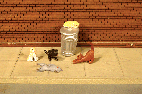 SceneScapes(TM) Figures -- Cats with Garbage Can pkg(6)-1