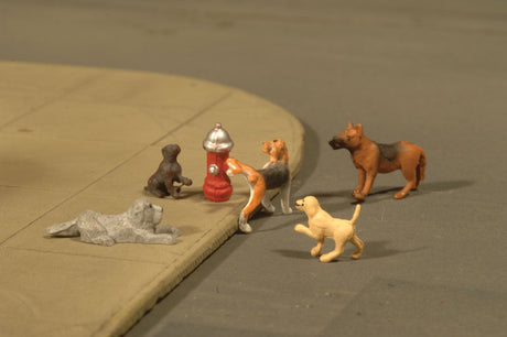 SceneScapes(TM) Figures -- Dogs with Fire Hydrant pkg(6)-2