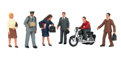 City People w/Motorcycle - SceneScapes(TM) -- pkg(7)