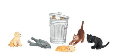 Cats w/Garbage Can - SceneScapes(TM) -- pkg(6)