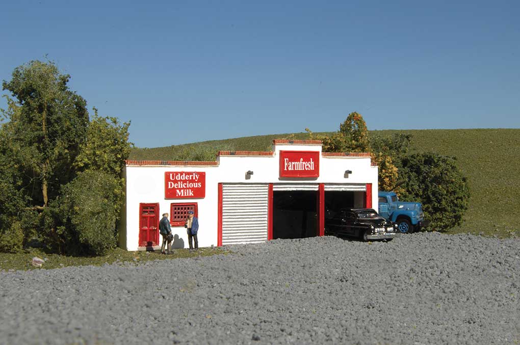 Farm Fresh Dairy False-Front Building -- Assembled - 3-1/2 x 1/2 x 1-3/8"  8.9 x 1.3 x 3.5cm