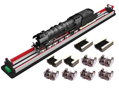 Roller Road Rolling Test Stand - 3-Rail -- Base, 6 Rollers and 4 Cleaners