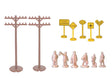 Layout Accessories Assortment -- 12 Telephone Poles, 24 Signs & 24 Unpainted Figures