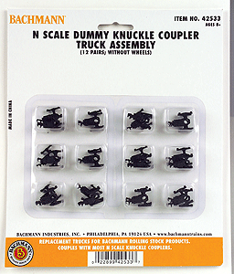 E-Z Track(R) Accessories -- Dummy Knuckle Coupler Truck Assembly - No Wheels pkg(12)