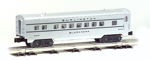 Williams(TM) by Bachmann, Streamliner O-27 4-Car Passenger Set -- Chicago,Burlington & Quincy, Includes:2 Coaches, Vista-Dome, & Observation C-1