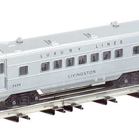 Williams(TM) by Bachmann,Golden Memories(R)O-27 Streamliner 4-Car PassengerS -- Luxury Lines (silver); Includes: 2 Coaches, Vista-Dome, Observation Car
