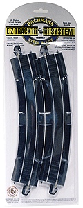 Curved Track w/Steel Rail & Black Roadbed - E-Z Track(R) -- 18" Radius Rerailer pkg(2)