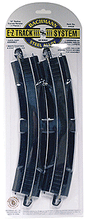 Curved Track w/Steel Rail & Black Roadbed - E-Z Track(R) -- 18" Radius Rerailer pkg(2)