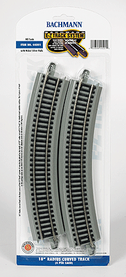 Curved Track w/ Nickel Silver Rail & Gray Roadbed - E-Z Track(R) -- 18"  45.7cm Radius pkg(4)