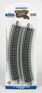 Curved Track w/ Nickel Silver Rail & Gray Roadbed - E-Z Track(R) -- 18"  45.7cm Radius pkg(4)