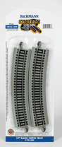 Curved Track w/ Nickel Silver Rail & Gray Roadbed - E-Z Track(R) -- 22"  55.9cm Radius pkg(4)