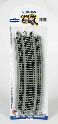 Curved Track w/ Nickel Silver Rail & Gray Roadbed - E-Z Track(R) -- 33-1/4" Radius, 18-Degree Curve pkg(5)