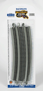 Curved Track w/ Nickel Silver Rail & Gray Roadbed - E-Z Track(R) -- 33-1/4" Radius, 18-Degree Curve pkg(5)