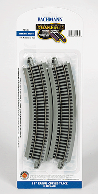 Curved Track w/Nickel Silver Rail & Gray Roadbed - E-Z Track(R) -- 15" Radius pkg(4)