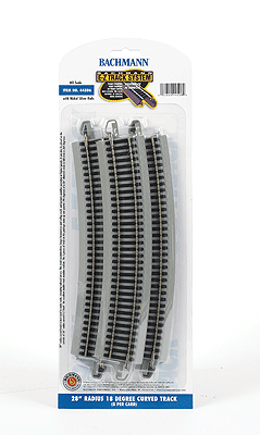 Curved Track w/Nickel Silver Rail & Gray Roadbed - E-Z Track(R) -- 28" Radius pkg(5)