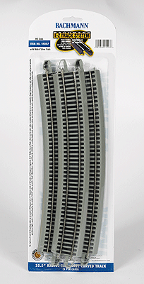 Curved Track w/Nickel Silver Rail & Gray Roadbed - E-Z Track(R) -- 35-1/2" Radius 18-Degree Curve pkg(5)