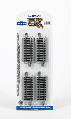 Curved Track w/ Nickel Silver Rail & Gray Roadbed - E-Z Track(R) -- 33-1/4" Radius 6-Degree Curve pkg(4)