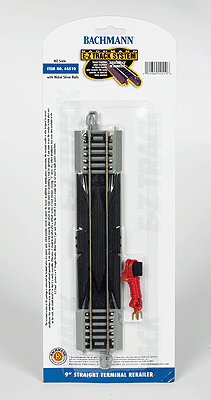 Straight Track w/Nickel Silver Rail & Gray Roadbed - E-Z Track(R) -- 9"  22.9cm Terminal Rerailer