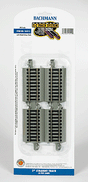 Straight Track w/Nickel Silver Rail & Gray Roadbed - E-Z Track(R) -- 3"  7.6cm pkg(4)