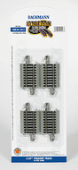 Straight Track w/Nickel Silver Rail & Gray Roadbed - E-Z Track(R) -- 2-1/4"  5.7cm pkg(4)