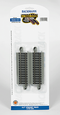 Straight Track w/Nickel Silver Rail & Gray Roadbed - E-Z Track(R) -- 4-1/2"  11.4cm pkg(4)
