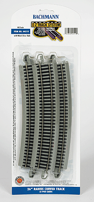 Curved Track w/ Nickel Silver Rail & Gray Roadbed - E-Z Track(R) -- 26" Radius pkg(5)