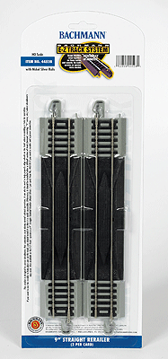 Straight Track w/Nickel Silver Rail & Gray Roadbed - E-Z Track(R) -- 9" Straight Rerailer pkg(2)