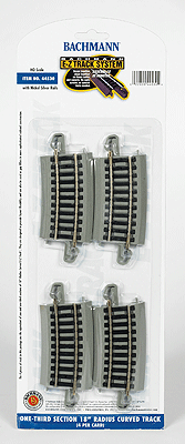 Curved Track w/ Nickel Silver Rail & Gray Roadbed - E-Z Track(R) -- 1/3 18" Radius pkg(4)