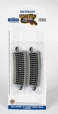 Curved Track w/ Nickel Silver Rail & Gray Roadbed - E-Z Track(R) -- 1/2 18" Radius pkg(4)