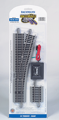 E-Z Track(R) w/Nickel Silver Rail & Gray Roadbed -- #4 Turnout Right