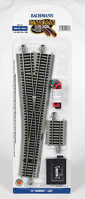 No. 5 Remote-Control Turnout, Nickel Silver Rail, Gray Roadbed - E-Z Track -- Left Hand