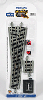 No. 5 Remote-Control Turnout, Nickel Silver Rail, Gray Roadbed - E-Z Track -- Left Hand