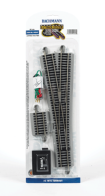 No. 5 Remote-Control Turnout, Nickel Silver Rail, Gray Roadbed - E-Z Track -- Wye
