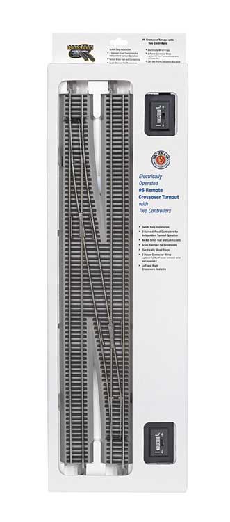 E-Z Track(R) w/Nickel Silver Rail & Gray Roadbed -- #6 Left Hand Remote Crossover Turnout-2
