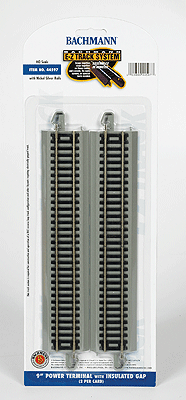 Straight Track w/Nickel Silver Rail & Gray Roadbed - E-Z Track(R) -- 9" Straight Terminal w/Insulated Gap