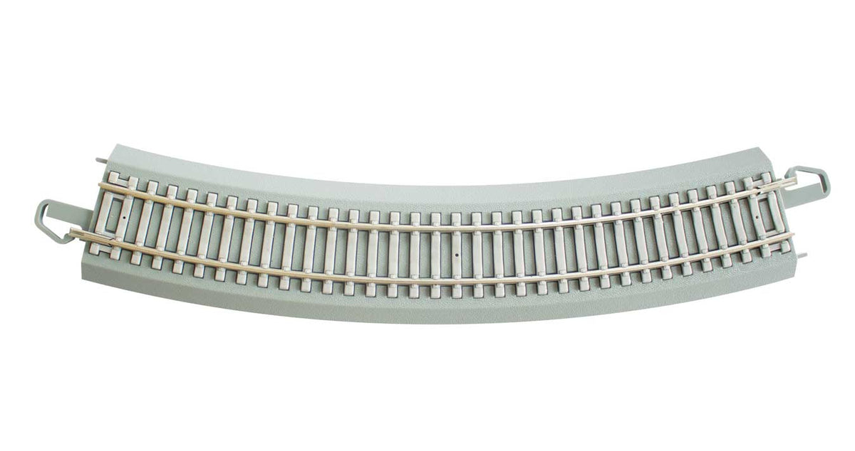 Curved Track with Nickel Silver Rail, Gray Roadbed, Concrete Ties - E-Z Trac -- 22" 55.9cm Radius pkg(4)