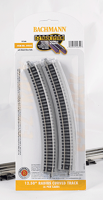 E-Z Track(R) w/Nickel Silver Rail & Gray Roadbed -- 12-1/2" Radius Curve pkg(6)