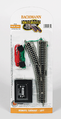Remote Turnout w/Nickel Silver Rail & Gray Roadbed - E-Z Track(R) -- Left Hand - 11.25" (28.6 cm) Radius