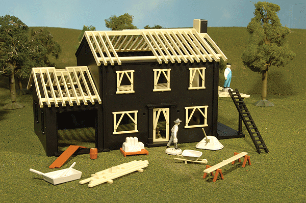 Plasticville Built-Up Building -- House Under Construction