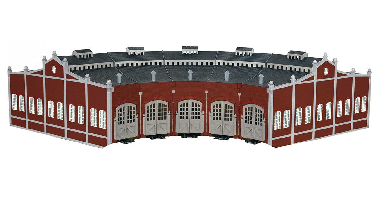 Five-Stall Brick Roundhouse -- Kit w/5 E-Z Track(R) 9" Straights, 5 Bumpers-1